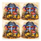 Cute Elephant Raincoat Pattern Wallpaper Behang (Voorkant)