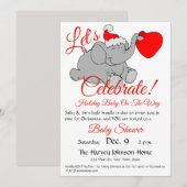 Cute Elephant, Red Santa Hat & Bundle Baby shower Kaart (Voorkant / Achterkant)