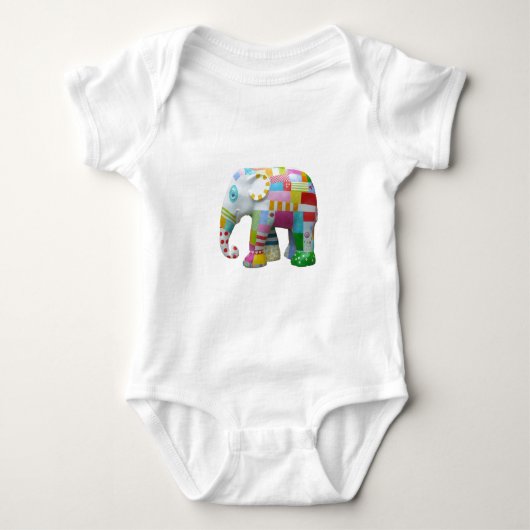 Cute elephant retro patchwork romper (Voorkant)