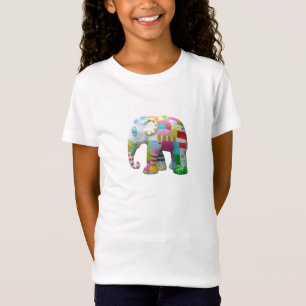 Cute elephant retro patchwork t-shirt