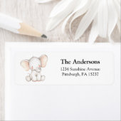 Cute Elephant Return Address Etiket (Insitu)