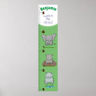 Cute elephant rhino hippo cartoon poster