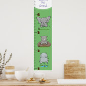 Cute elephant rhino hippo cartoon poster (Keuken)