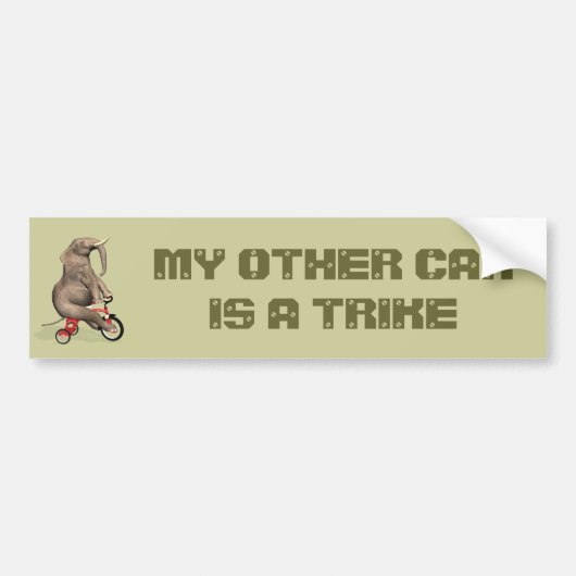Cute Elephant Riding a Tricycle Bumpersticker (Voorkant)