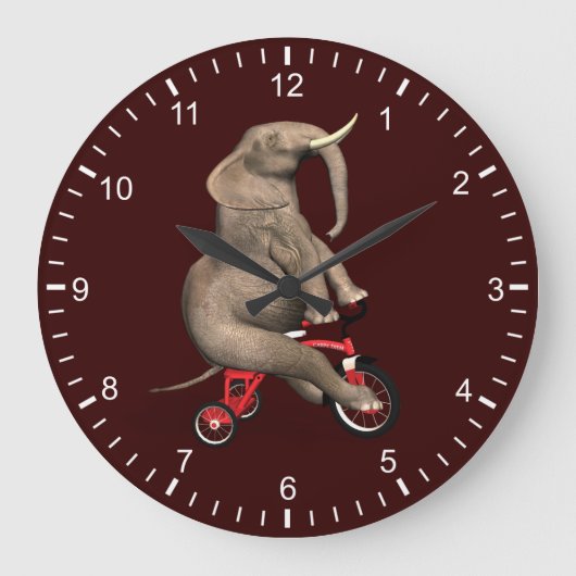 Cute Elephant Riding a Tricycle Grote Klok (Voorkant)