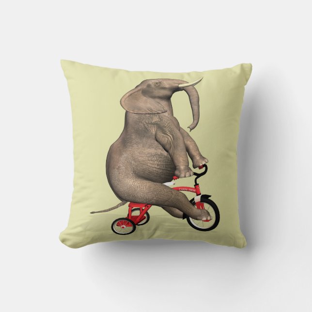 Cute Elephant Riding a Tricycle Kussen (Voorkant)