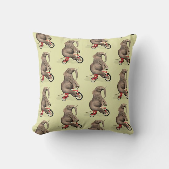 Cute Elephant Riding a Tricycle Kussen (Voorkant)