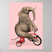 Cute Elephant Riding a Tricycle Poster (Voorkant)