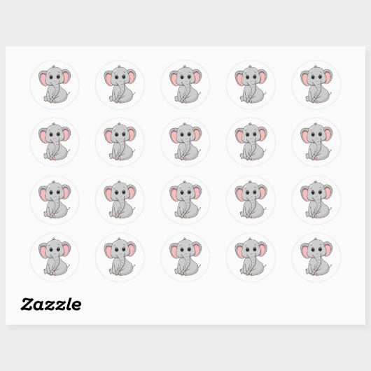 Cute Elephant Ronde Sticker (Vel)