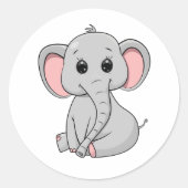 Cute Elephant Ronde Sticker (Voorkant)