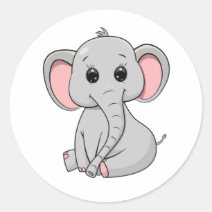 Cute Elephant Ronde Sticker