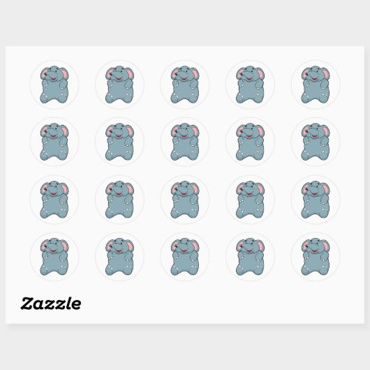 Cute Elephant Ronde Sticker (Vel)