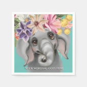 Cute elephant roze blauwgroen baby safari oerwoud  servet (Voorkant)