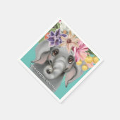 Cute elephant roze blauwgroen baby safari oerwoud  servet (Hoek)