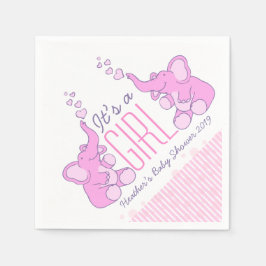Cute Elephant roze genaamd baby shower girl napkin Servet