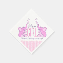 Cute Elephant roze genaamd baby shower girl napkin Servet