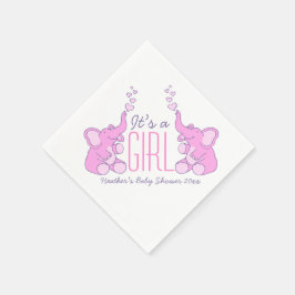 Cute Elephant roze genaamd baby shower girl napkin Servetten