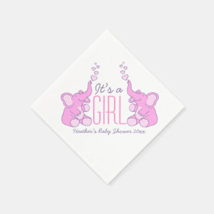 Cute Elephant roze genaamd baby shower girl napkin Servetten