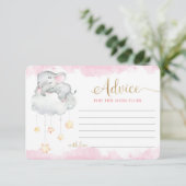 Cute elephant roze Gold Advice voor moeder ouders Informatiekaartje (Staand voorkant)