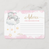 Cute elephant roze Gold Advice voor moeder ouders Informatiekaartje (Voorkant)