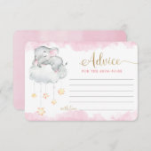 Cute elephant roze Gold Advice voor moeder ouders Informatiekaartje (Voorkant / Achterkant)