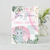 Cute Elephant Safari Oerwoud Wild Pink Bubbles Kaart (Staand voorkant)