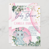 Cute Elephant Safari Oerwoud Wild Pink Bubbles Kaart (Voorkant / Achterkant)