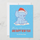 Cute Elephant Santa Winter Holiday Merry Kerstmis Feestdagenkaart (Voorkant)