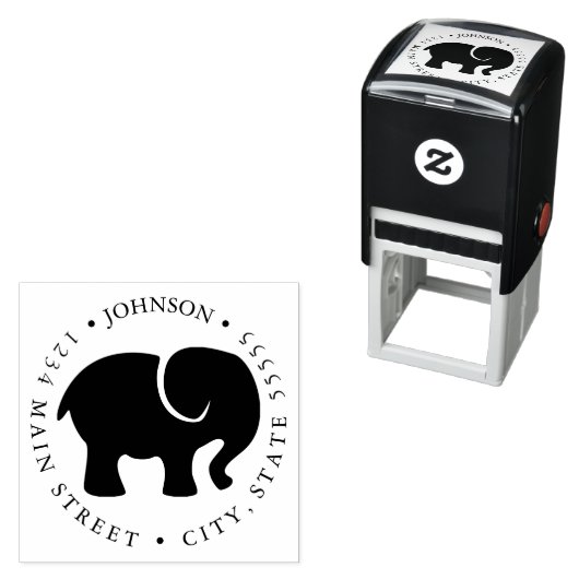 Cute Elephant Silhouette Return Label Zelfinktende Stempel (In situ)