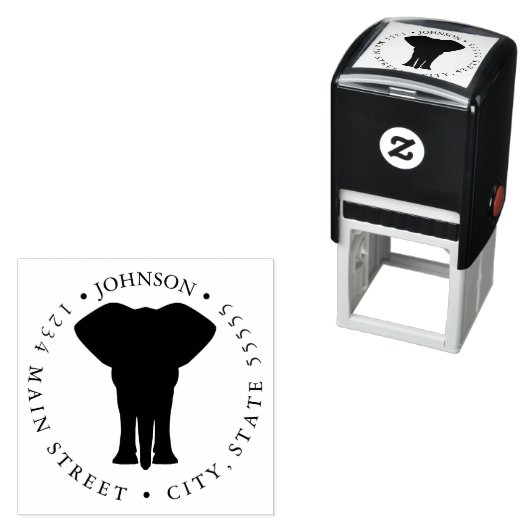 Cute Elephant Silhouette Return Label Zelfinktende Stempel (In situ)