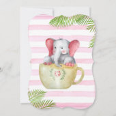 Cute Elephant Sip en See Girl Baby shower Kaart (Achterkant)