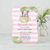 Cute Elephant Sip en See Girl Baby shower Kaart (Staand voorkant)