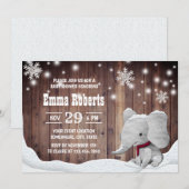 Cute Elephant Snowflakes Rustige Winter Baby showe Kaart (Voorkant / Achterkant)