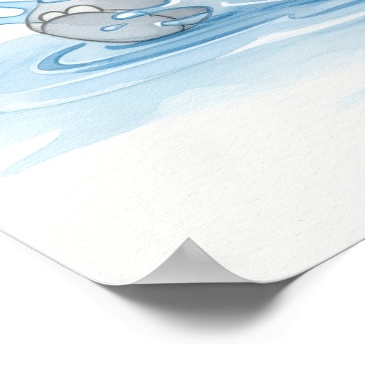 Cute Elephant Splashing in Water Poster (Hoek)