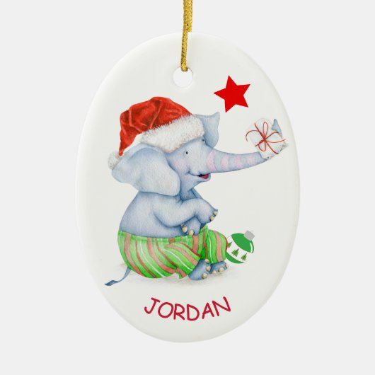 Cute Elephant Star Personalized Keramisch Ornament (Voorkant)