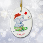 Cute Elephant Star Personalized Keramisch Ornament