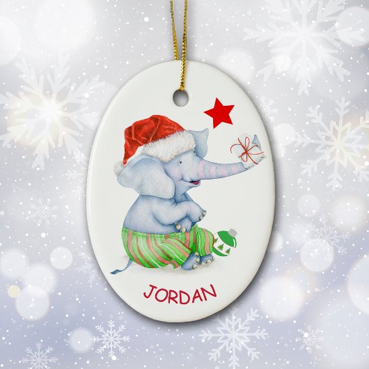 Cute Elephant Star Personalized Keramisch Ornament