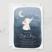 Cute Elephant Stars & Moon Navy Boy Baby shower Kaart (Voorkant)