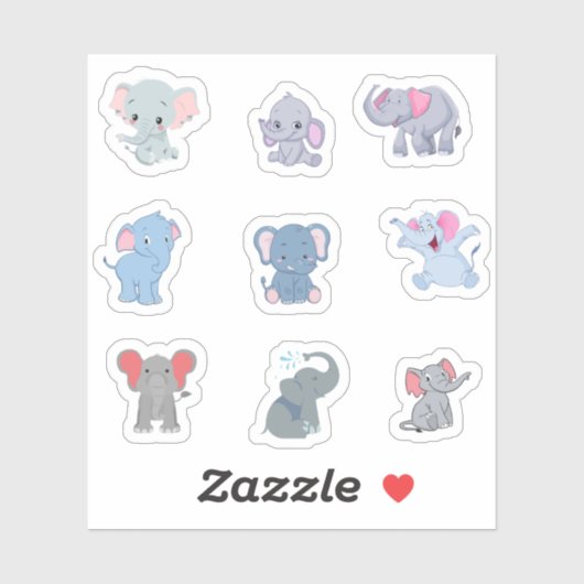 Cute Elephant Stickers (Vel)