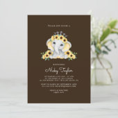 Cute Elephant Sunflower Baby shower Kaart (Staand voorkant)