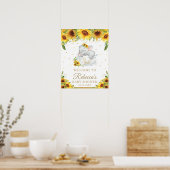 Cute Elephant Sunflower Baby shower Welcome Sign. Poster (Keuken)