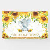 Cute Elephant Sunflower Boy Baby shower Backdrop  Spandoek (Horizontaal)