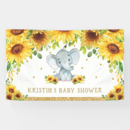Cute Elephant Sunflower Boy Baby shower Backdrop  Spandoek