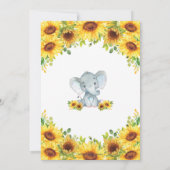 Cute Elephant Sunflower Boy Baby shower  Bedankkaart (Achterkant)