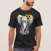 Cute Elephant Sunflower T-shirt (Voorkant)