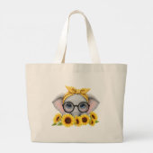Cute Elephant Sunflower Tote Bag (Achterkant)