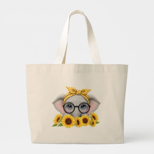 Cute Elephant Sunflower Tote Bag (Achterkant)
