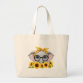 Cute Elephant Sunflower Tote Bag (Voorkant)