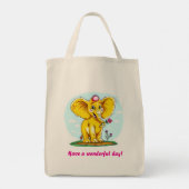 Cute Elephant Tote Bag – “Have a Wonderful Day!”  (Achterkant)