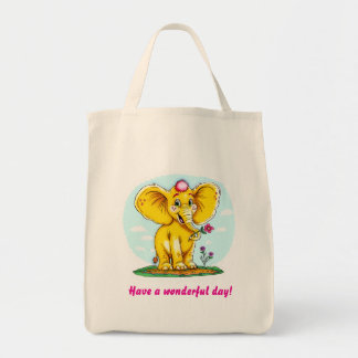 Cute Elephant Tote Bag – “Have a Wonderful Day!” 
